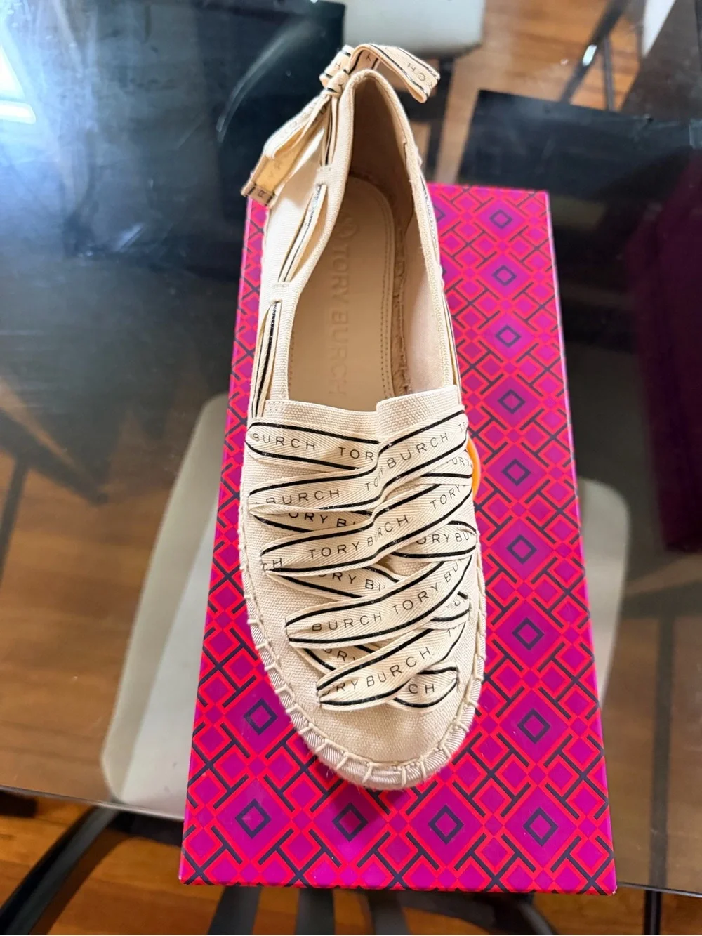 Tory Burch Beige Canvas Espadrille Sneaker